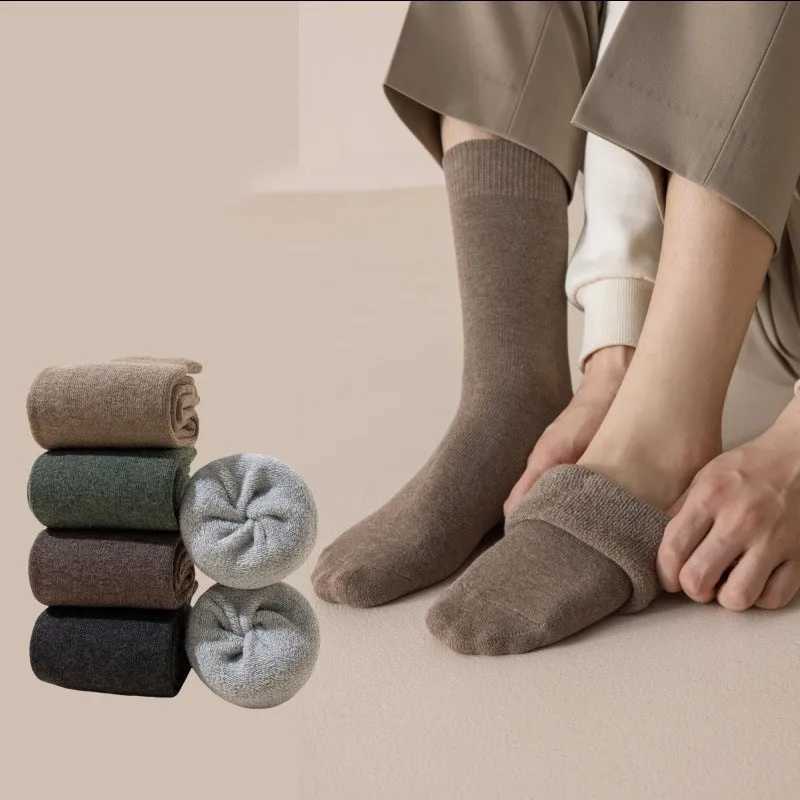 Mens Autumn Winter Socks Long Socks Extra Wool Thick Warm Mid-tube Socks Pure Cotton High Tube Wool Sock Fashion Sock WholesaleXJ241019