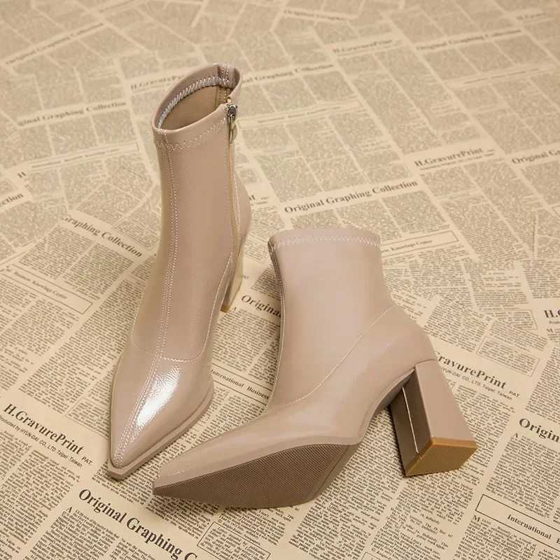 High heels womens boots Pointed Toe womens sexy shoes 2024 new zipper classic daily boots womens boots Botas Y241019