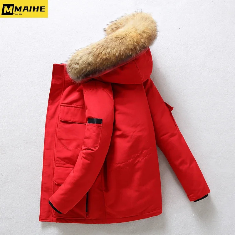 down jacket mens winter warm and lightweight down jacket mens detachable fur collar white duck down apron park 241018