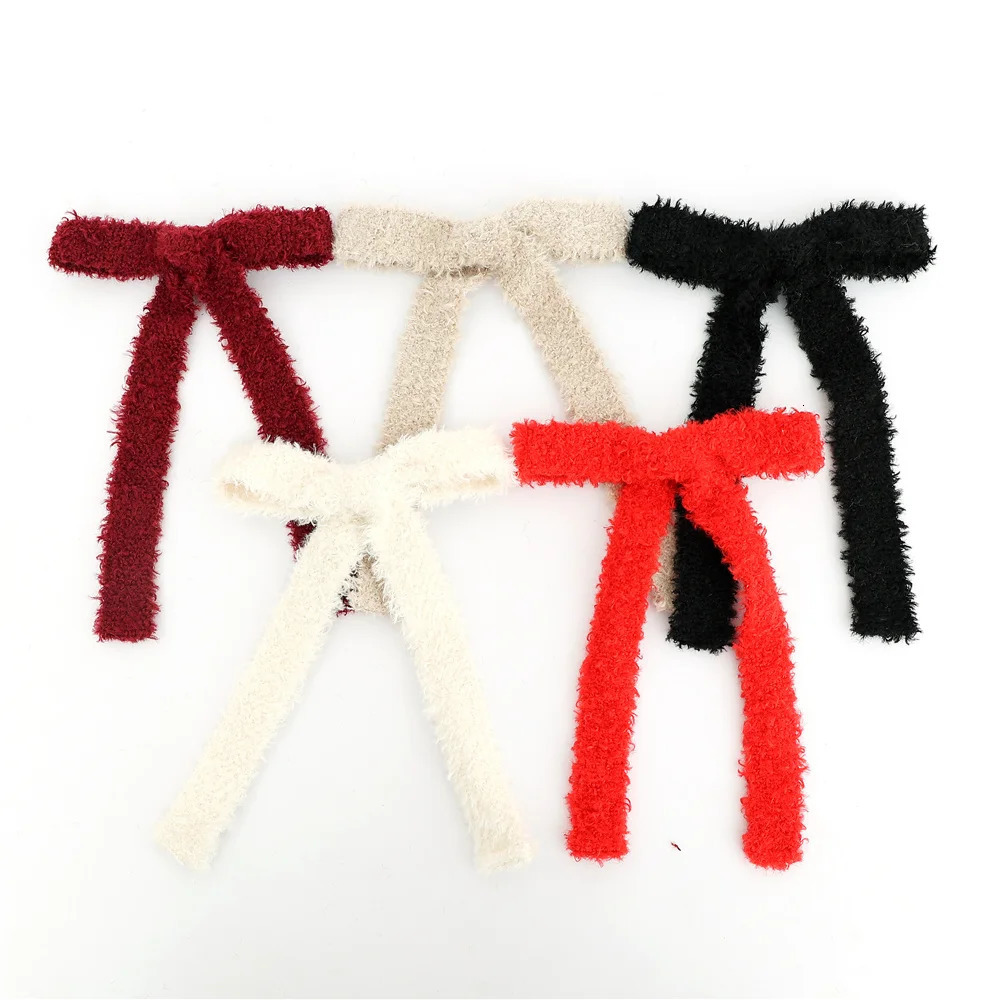 A14YMN solid color wool hair bow cute hair clip girl hair clip bucket solid color clip childrens headband fashionable hair accessory 241018