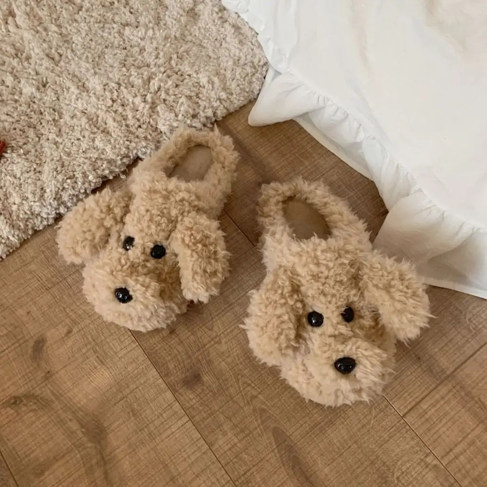 Silent and soft toy poodle slider cute animal winter dog plush slider warm and fluffy puppy slider girl 241018