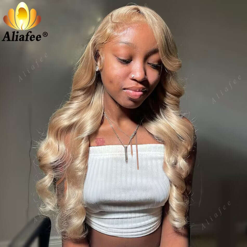 Honey Highlight Body Wave 13X6 Frontal Wig Transparent PrePlucked Blonde 13X4 Lace Front Human Hair Wigs For Women