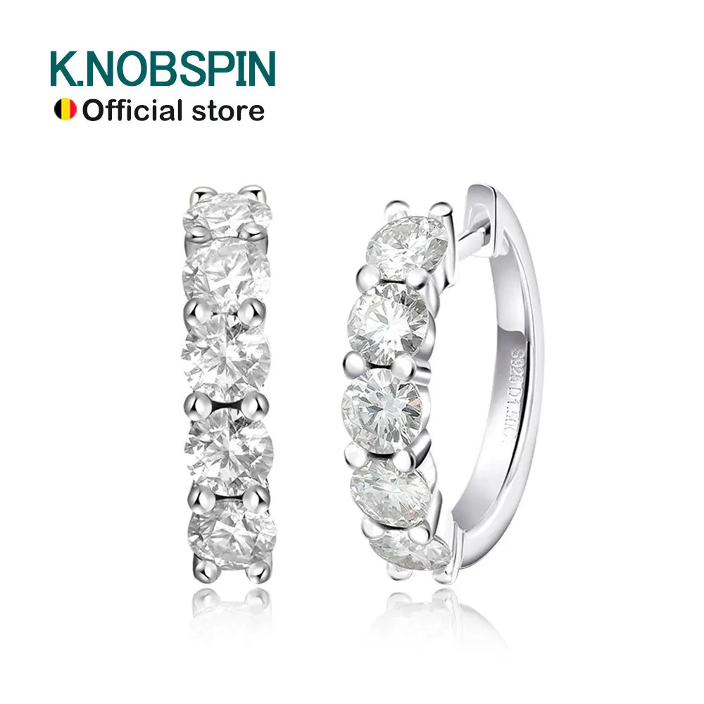 KNOBSPIN D Colored Silica Ring Earrings 925 Pure Silver Plated 18k White Gold Earrings Suitable for Womens Sparkling Exquisite Jewelry 241018