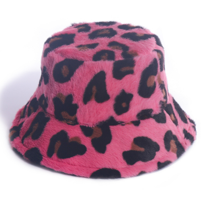 Women Winter Fashion Leopard Print Bucket Hat Wide Brim Hats Fashion Warm Basin Hat Fashion
