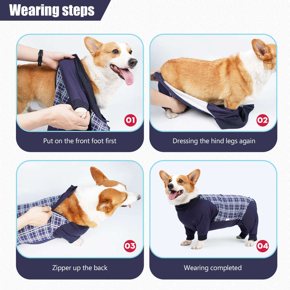 Dog Breathable Pets Postoperative Clothing Weaning Dogs Recovery Suit Plaid Pet Clothes Coat