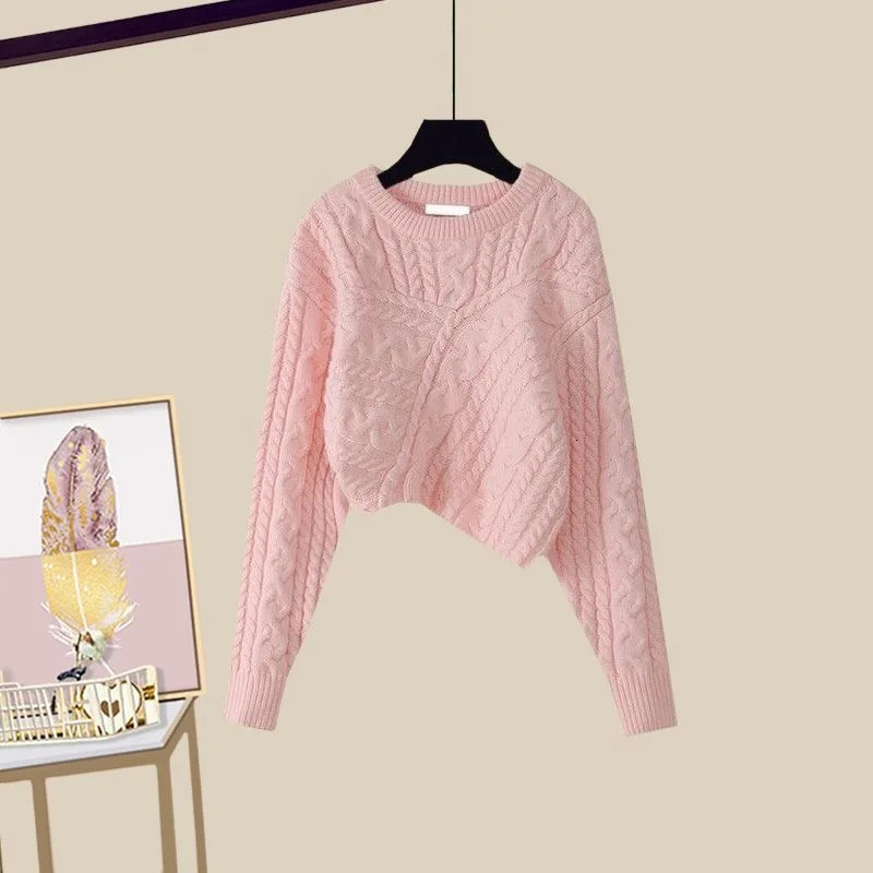 Korea Asymmetric Thick Knitted Sweater Pullover Fashion Printed Dress with Two Elegant Womens Party Dresses 241018