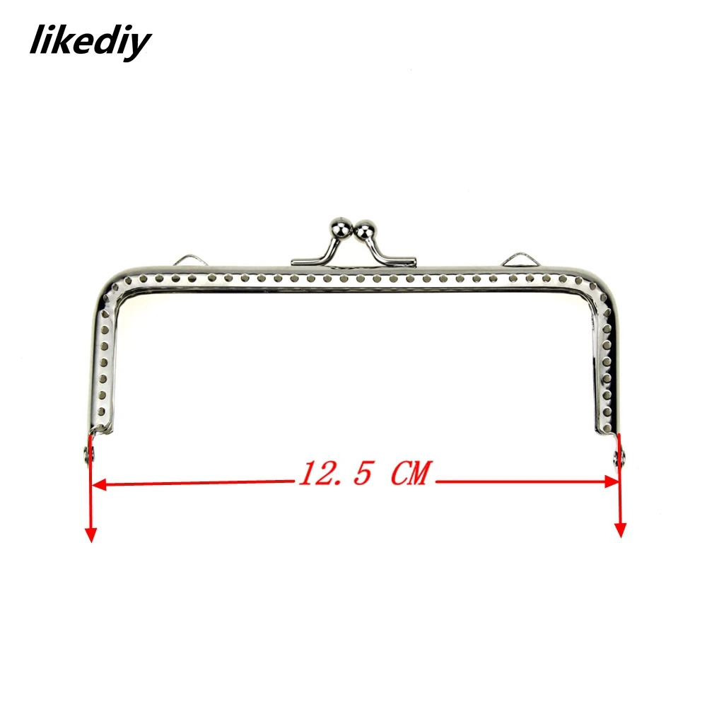 1 Piece Square Glossy Silver Basic Metal Purse Frame Kiss Clasp Lock DIY Bag Accessories 8510512515518 CM 241017