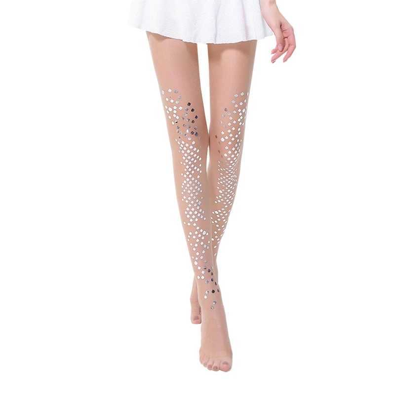 Socks Hosiery Wome Shr Pantyhose Glitter Metallic Fish Scale Sequins Print Cosplay Tights Drop Shipping Y2408330S4IS