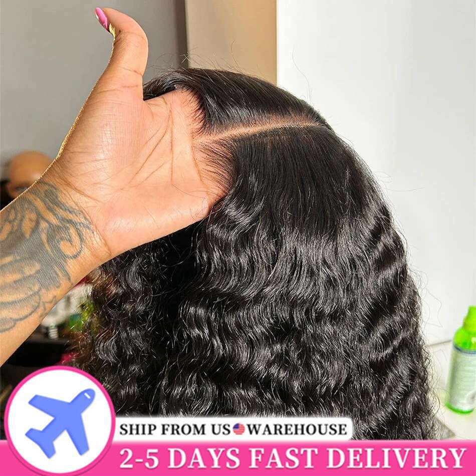 Deep x Glueless Wave Ready to Wear Lace Clousure Wig Human Hair Pre Plucked Curly Brazilian Transparent Frontal Wigs s