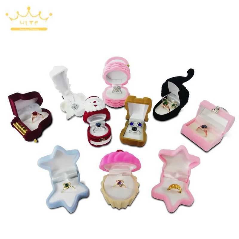 Cute ring box jewelry organizer earring storage box creative velvet small gift box mini container W241019