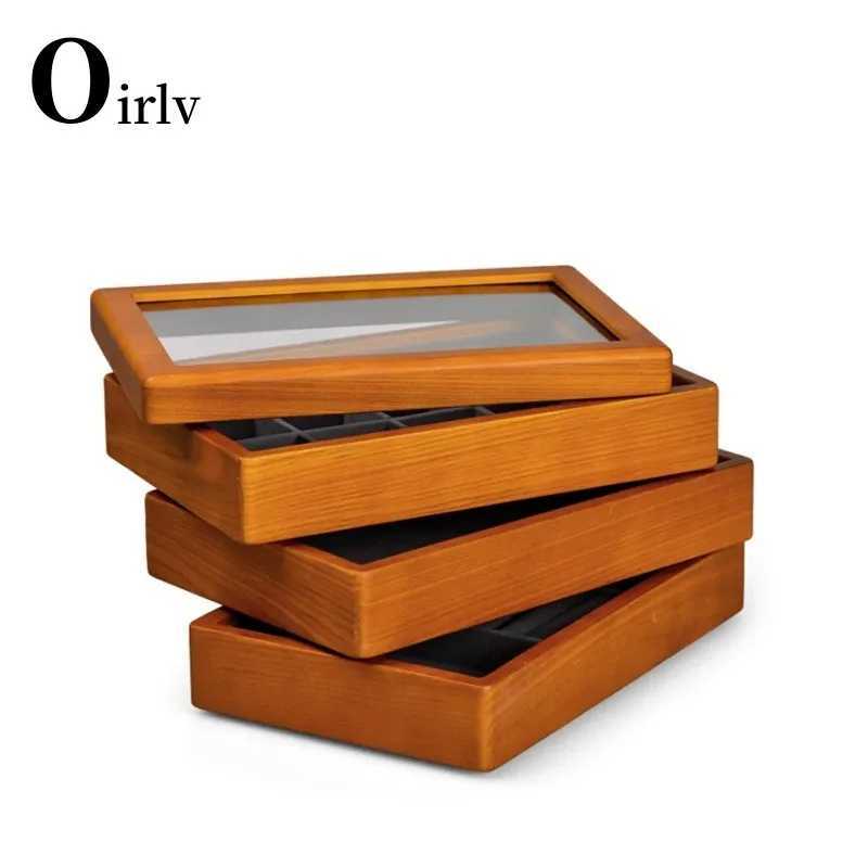 Oirlv solid wood multifunctional jewelry display box ultra-fine fiber ring earring bracelet organizer box luxury storage box womens gift W241019