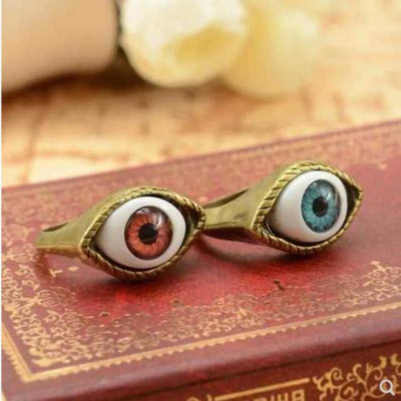 Punk mens glasses ring unisex evil eye retro Halloween jewelry wholesale Exaggerated Gothic ring gift Y241019