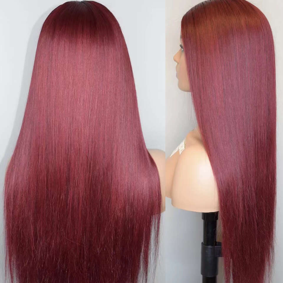 Bury Colored Straight Human Hair Frontal For Women 99j Front Wig Brazilian HD Transparent Lace Pre Plucked