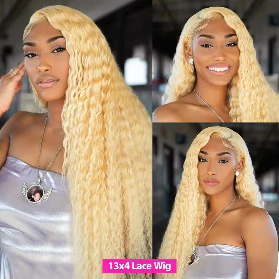 Luvin Curly Blonde 13x6 Full HD Frontal Wig Human Hair Deep Wave 613 Gold Color 13x4 Melt Skin Lace Front Wigs For Women