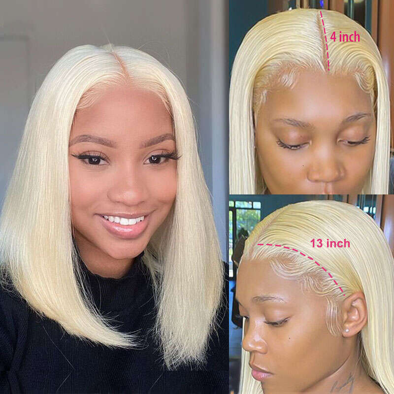 Honey Blonde Bob Lace Front Human Hair Wigs For Women Remy Brazilian Cheap x Straight Short Wig Inch