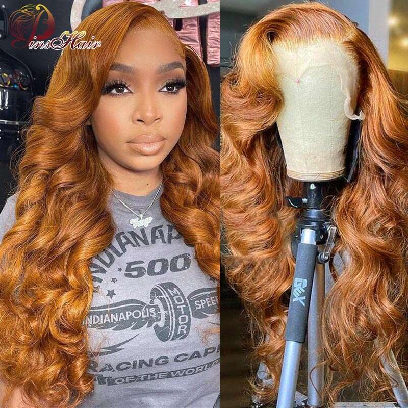 Ginger Brown 13x4 Wigs For Women Body Wave Frontal Honey Blonde Lace Front Wig Remy Human Hair
