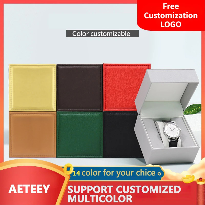 Free custom text watch box gift packaging special car line flip PU leather storage watch box display brand organization 241018