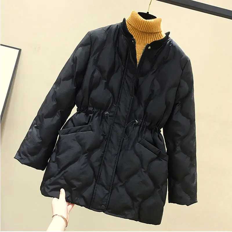 Womens medium long down cotton coat Ringer thin lightweight new slim fashion outdoor comfortable warm coatX241019