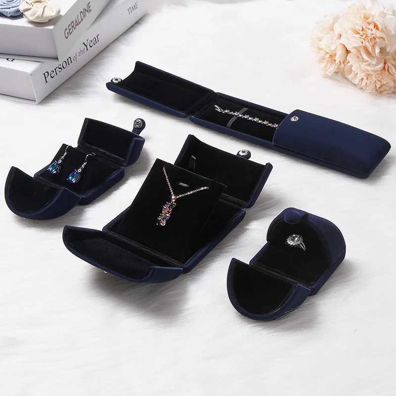 1 piece of multi-color premium double opening pearl treasure box velvet engagement ring box wedding 2 pieces of rings necklaces earrings gift box W241