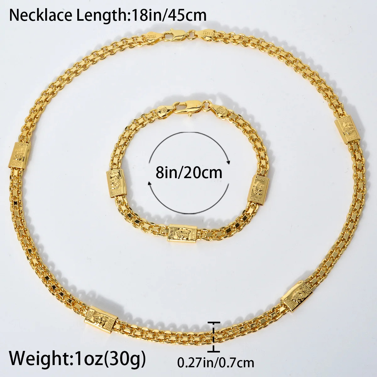 Luxury 18k gold 7mm chain mens bracelet necklace jewelry set fashion party Christmas gift jewelry accessories 241018