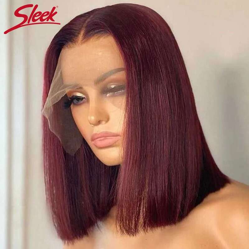 Hair Burgundy BOWBAY Lace Front Wigs Human Bob Wig x Red for Women