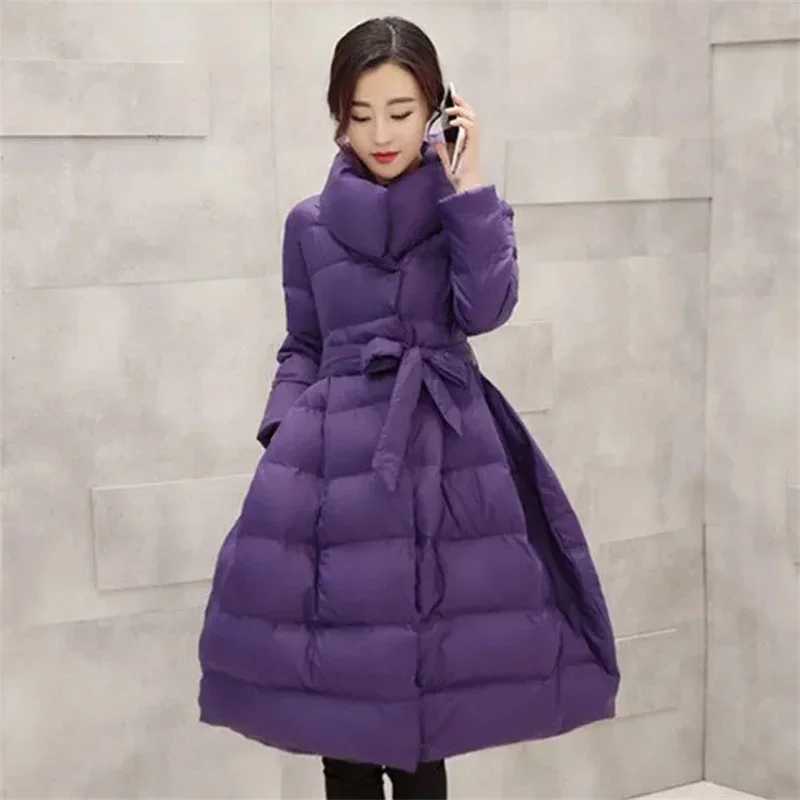 2024 Winter Jacket New Cotton Coat Womens Parkas Mid Length Korean Slim Red Fluffy Warm Cotton Padded Coat Female Outerwear TopX241019