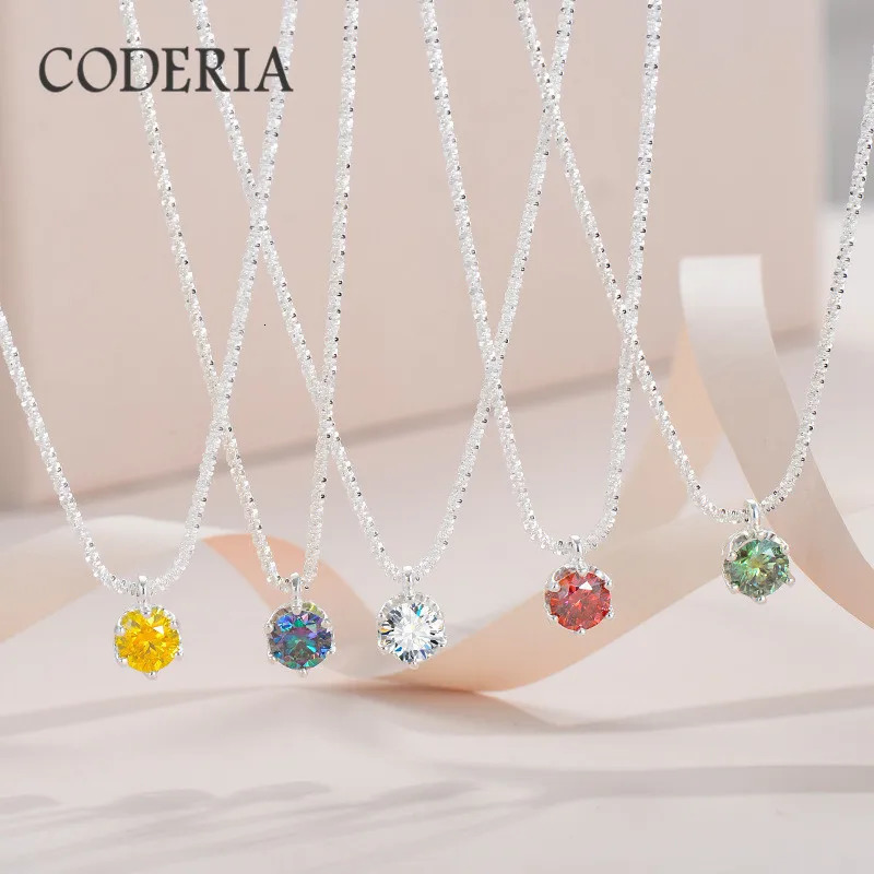 GRA Certified Colored Necklace with Diamond Test 1 CT Pendant 925 Pure Silver Necklace Womens Wedding Jewelry 241018