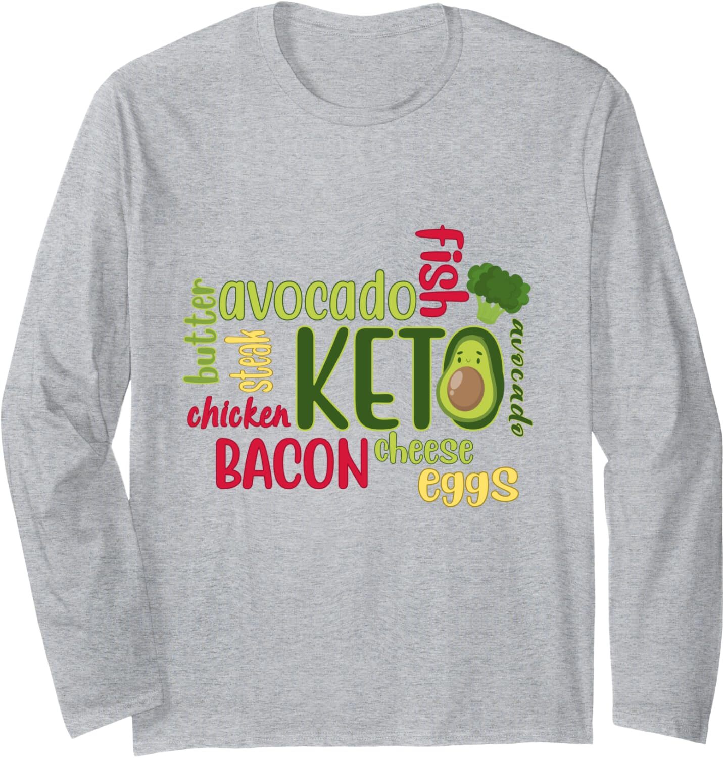 Long Sleeve Shirts for Men sweatshirt Cool Keto Diet Food Protein Fat Diet Fitness Body Goal Gift Long Sleeve T-Shirt T shirt Tee Streetwear Casual to