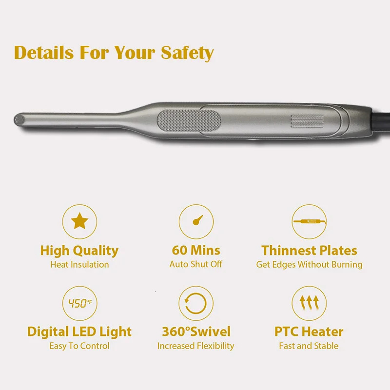 pencil flat iron with adjustable temperature small flat iron mini straightener suitable for mens Pixie short hair beard/bangs/edges 241018
