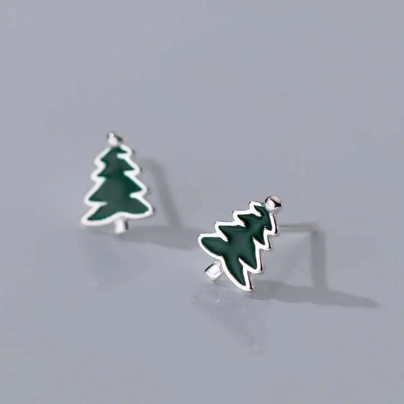 TrustDavis Girls 100% 925 sterling silver stud womens jewelry Christmas tree earrings for teenage ladies 241018