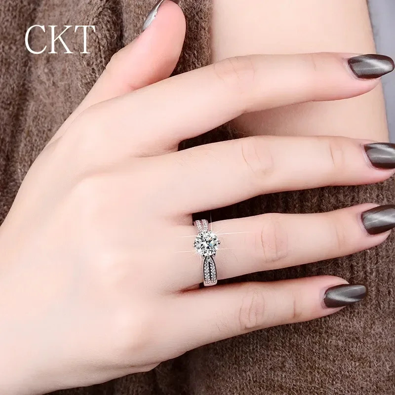 Original PT950 Platinum Ring Sparkling D-Color 3- Solitaire Laboratory Diamond Ring Wedding Ring 241007