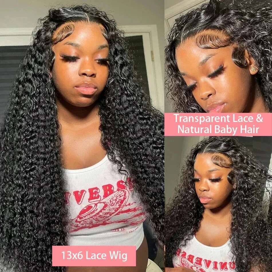 40 50 Inch 13x4 13x6 Full Frontal HD Transparent Lace Long Deep Wave Brazilian Remy Human Hair Pre plucked Wigs 200 Density