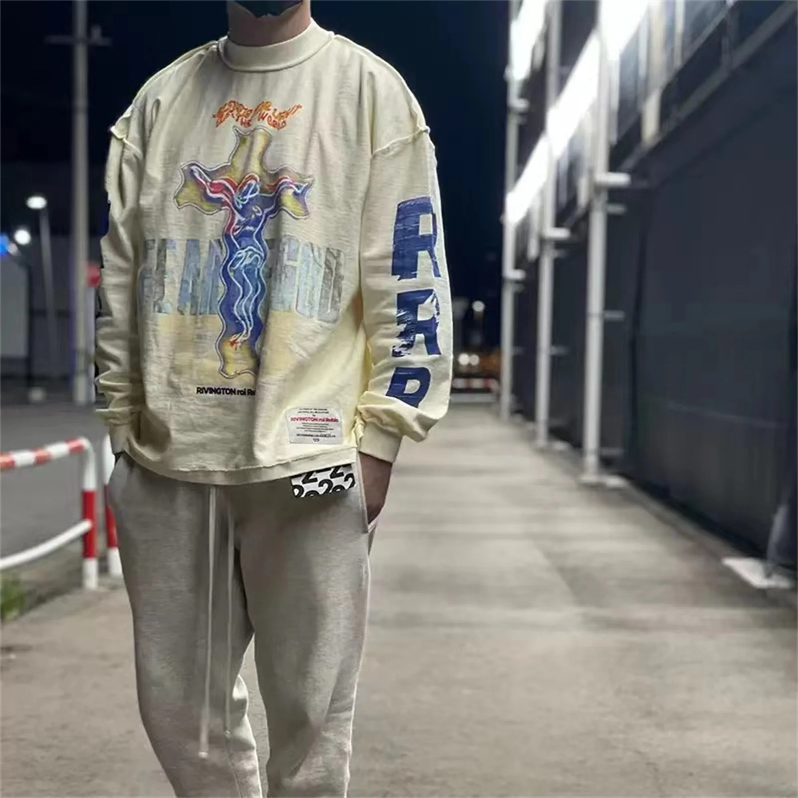 24SS RRR123 Fashion Letter Print HighStreet Cotton Casual Loose Long Sleeve Tee Pullover Sweatshirt For Men 241019