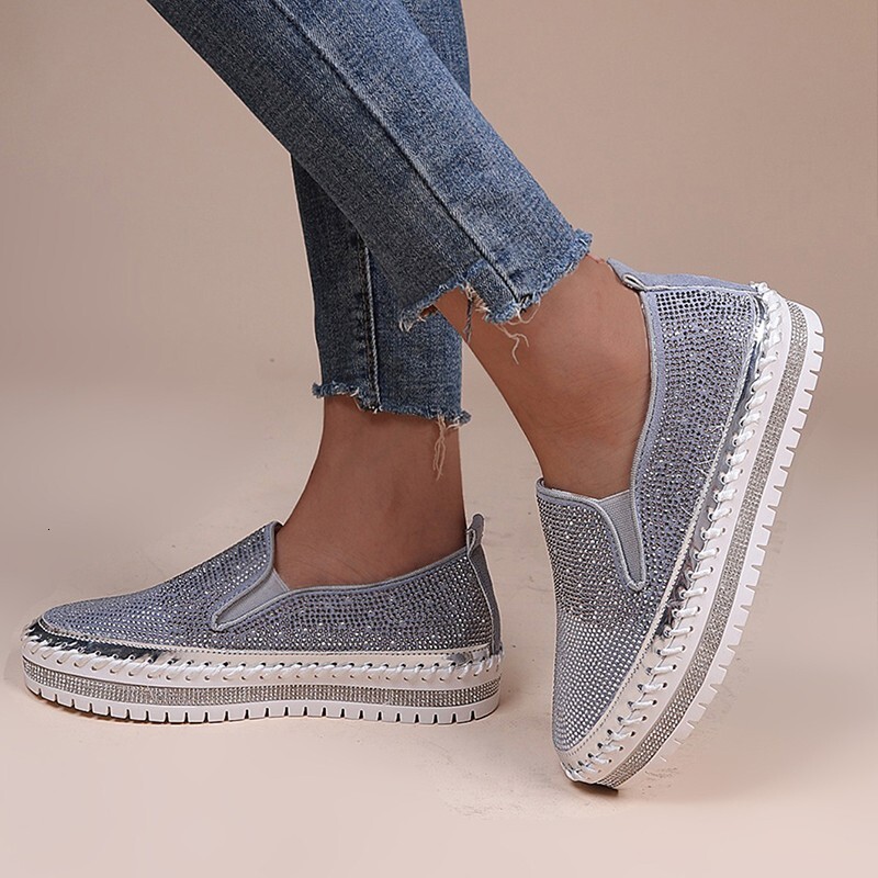 Large fashion rhinestone thick sole single shoe for women 2022 autumn new item lazy one foot casual shoes for women