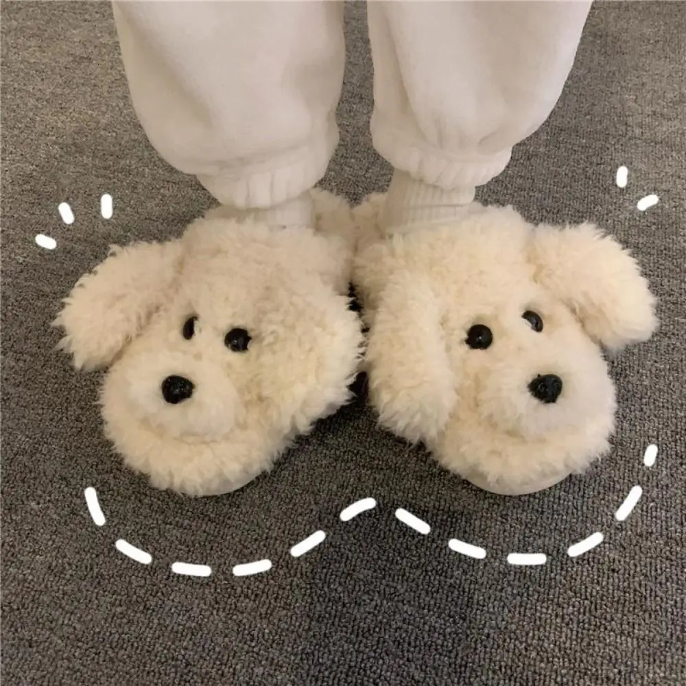 Silent and soft toy poodle slider cute animal winter dog plush slider warm and fluffy puppy slider girl 241018