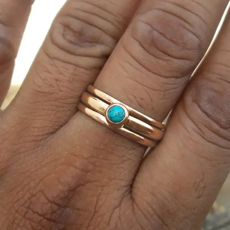 Bohemian Style Turquoise Womens Ring Ethnic Holiday Party Aesthetics Finger Accessories Hanging Boat Jewelry 241010