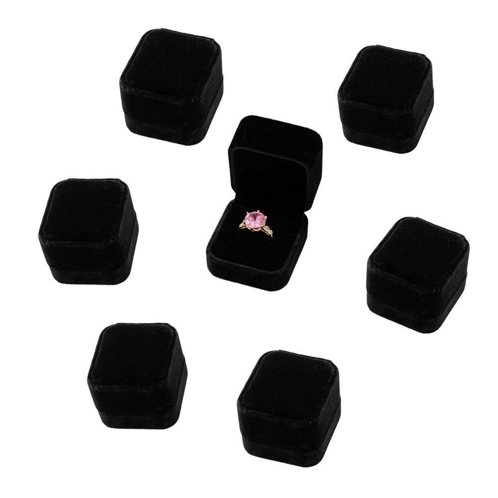 Engagement Ring Packaging Velvet Black Box Valentines Day Gift Wedding Display Organizer Jewelry Earrings Storage Supplies W241019