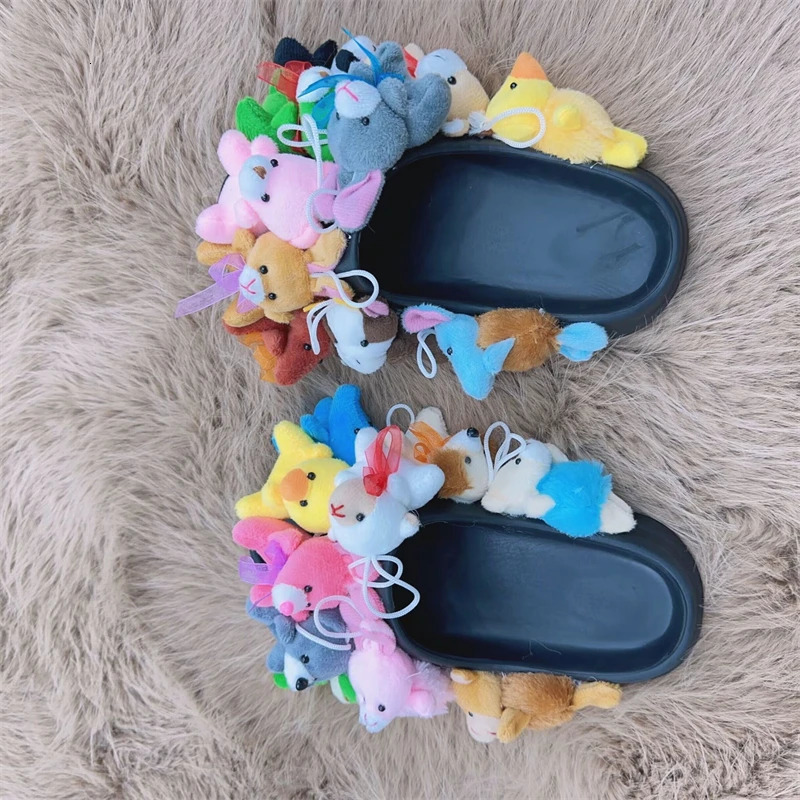 Womens Summer Plush Slippers Teddy Bear Christmas Cute Style Artificial Fur Home Fur Soft Anti slip Cute Shoes 241018