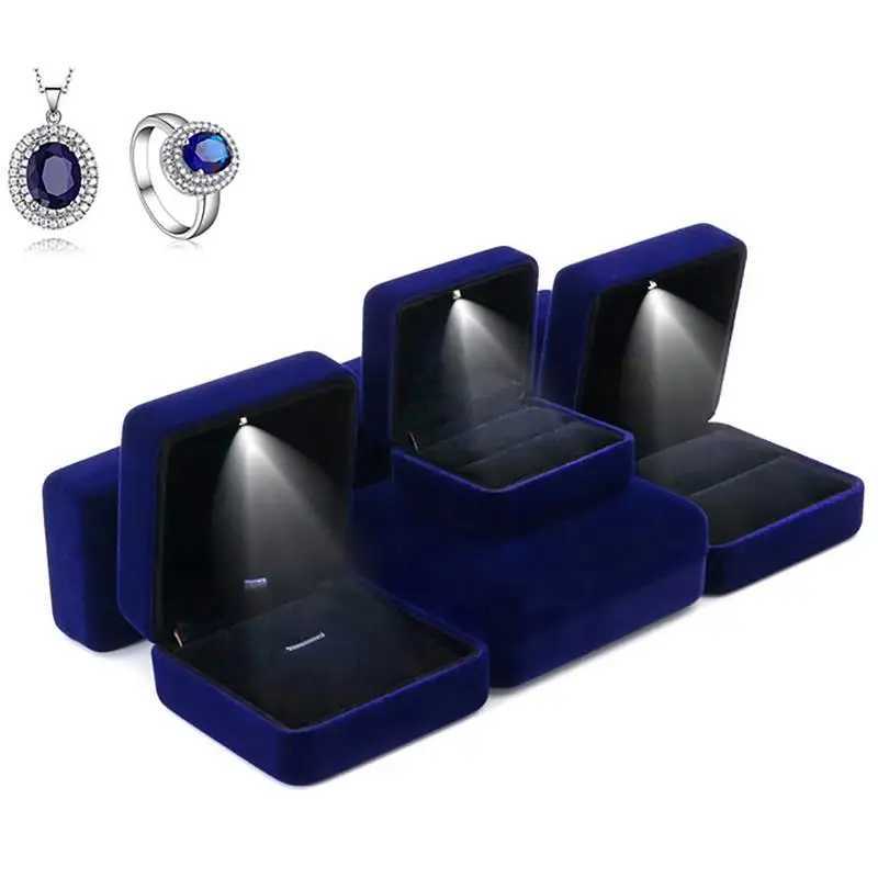 LED jewelry box for rings necklaces engagement rings display gift boxes packaging display boxes optical storage boxes wholesale W241019