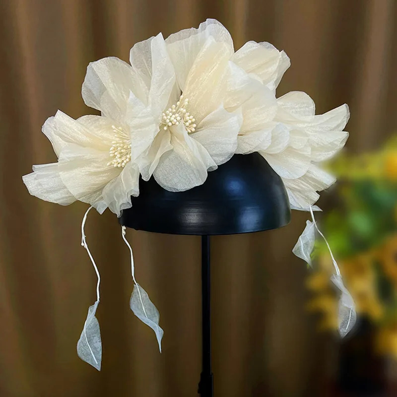 Super Immortal Scalded Crepes Flower Bridal Headwear Wedding Accessories 241018