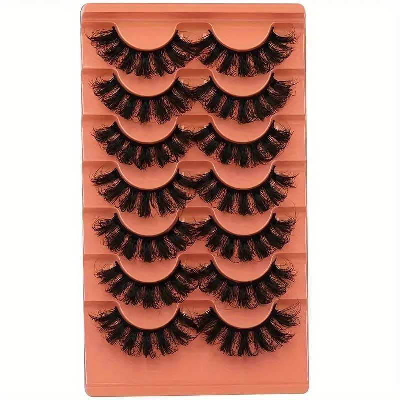 7 Pairs Fluffy False Eyelashes 20mm Full Wispy Lashes 8D Volume Curly Fake Eyelashes 7 Pairs MultipackXJ241019