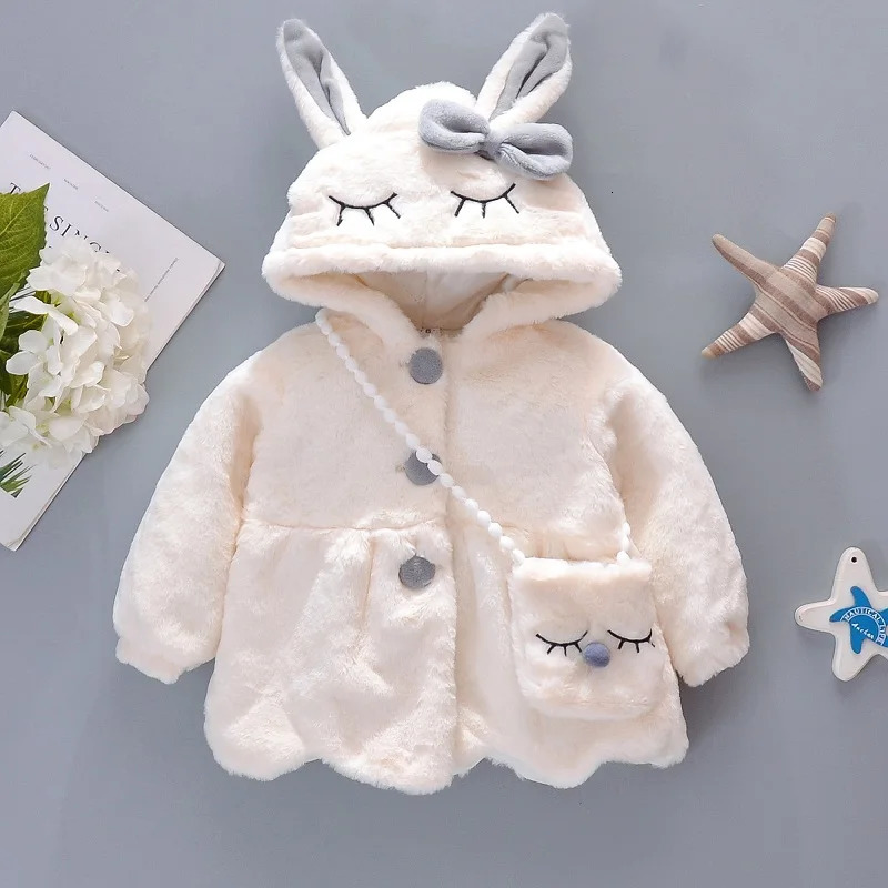 Winter Baby Girl Coat Cute Crossbody Bag Bow Sweet Warm 03 Years Old 241018