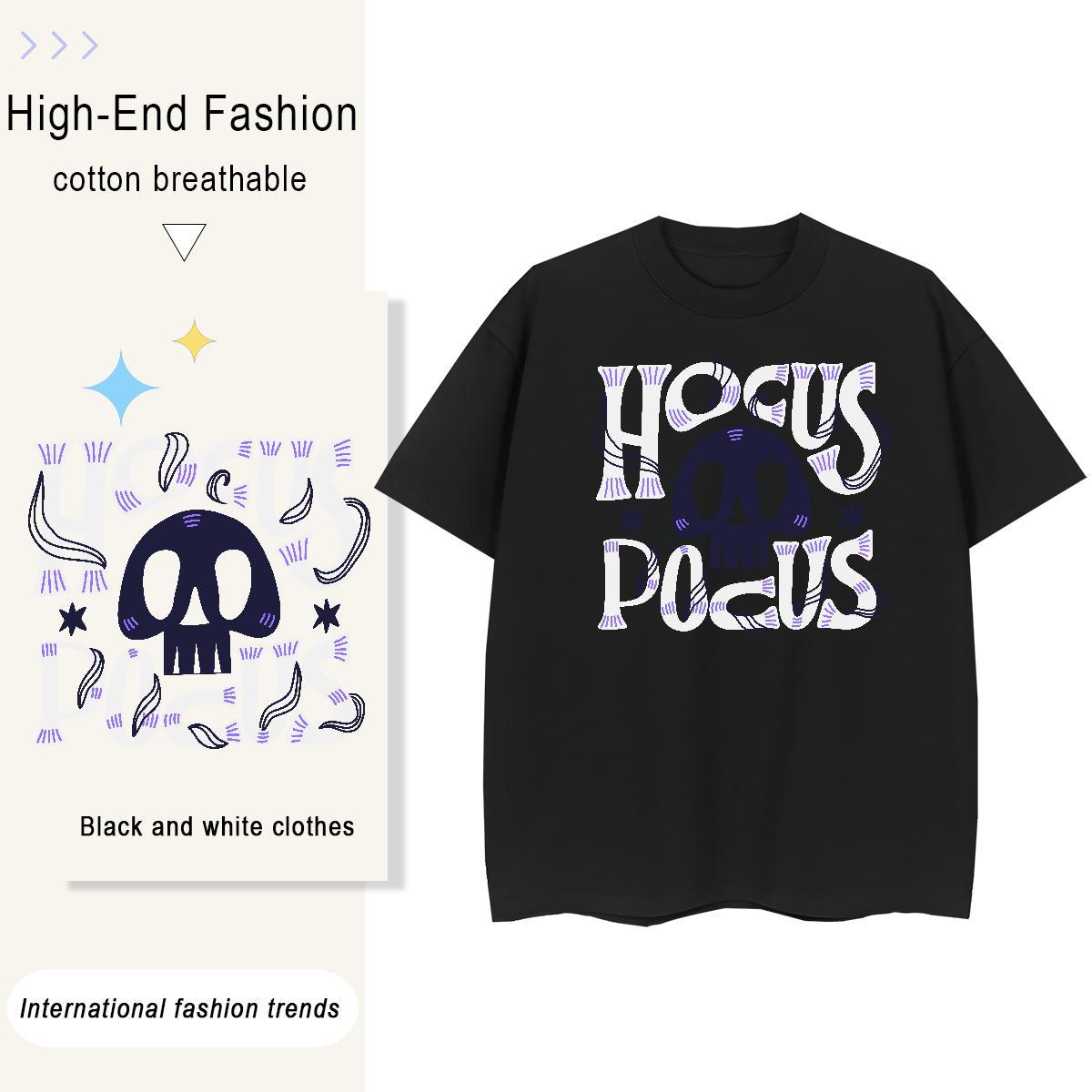 2024 DIY T Shirt For Woman 230g Pure Cotton Short Sleeve O-Neck Hip Hop skull Women Tees Loose fit DIY Anime Printed Tops