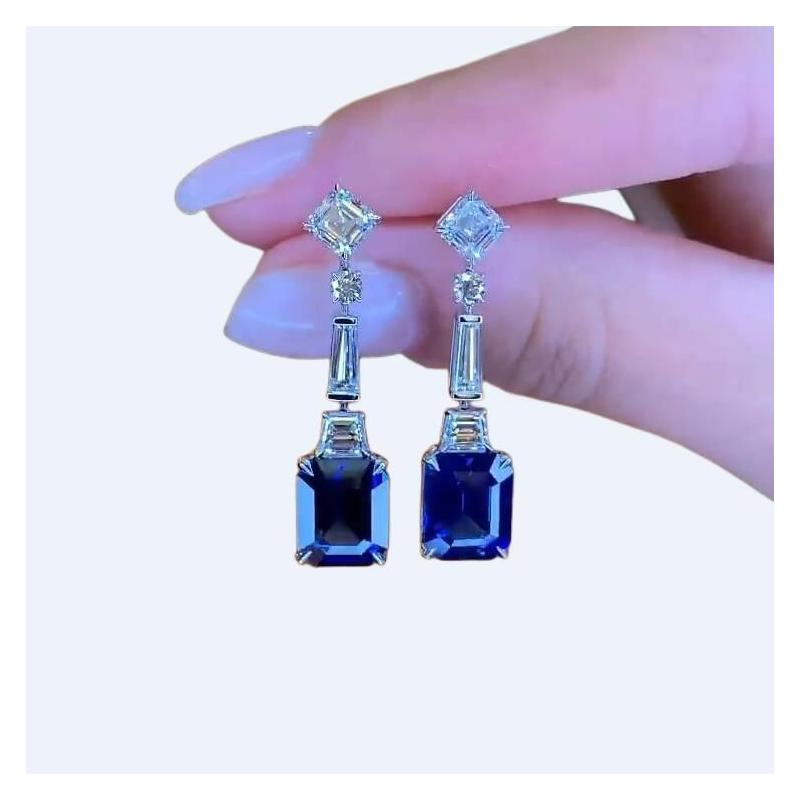 Sterg Sier Sapphire Blue Drop Chandelier Earrings for Women 4