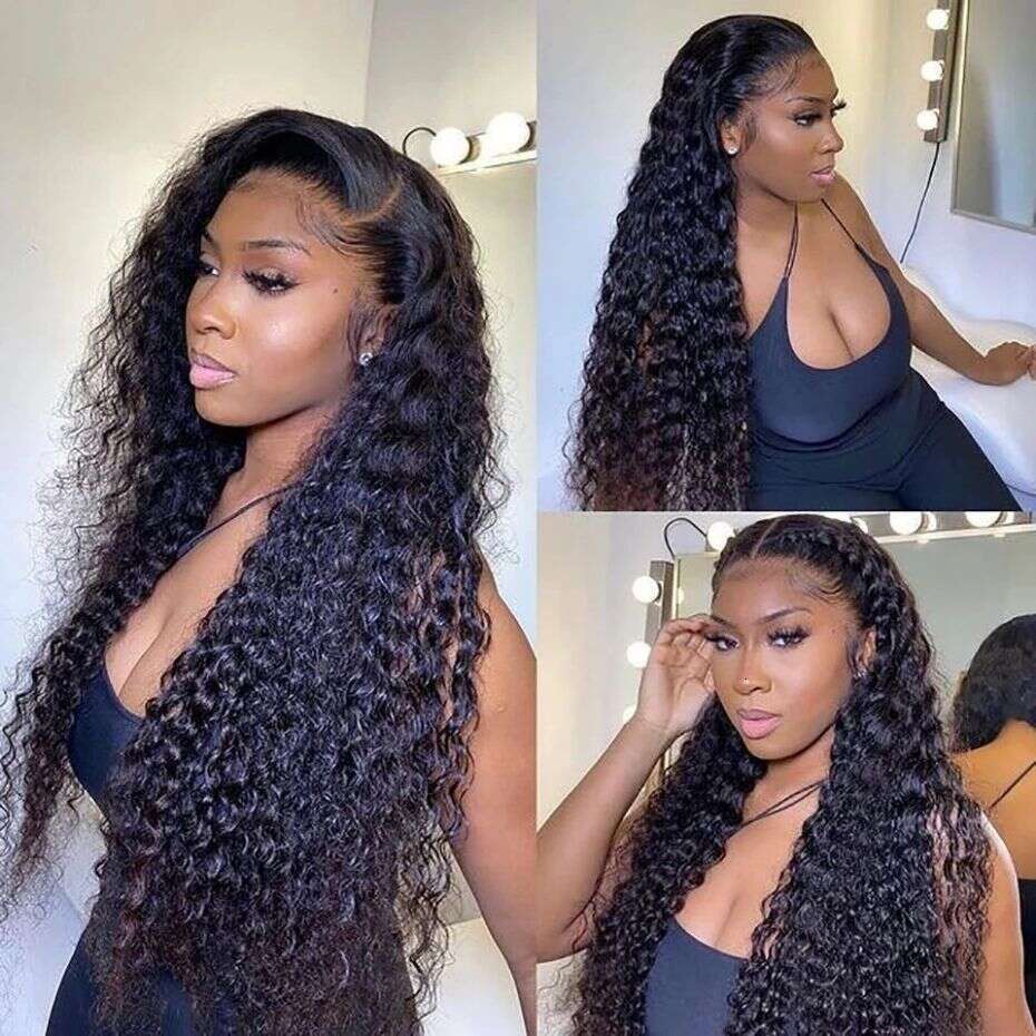 Hair Brazilian Human Wigs x Deep Wave Transparent Lace Frontal Curly