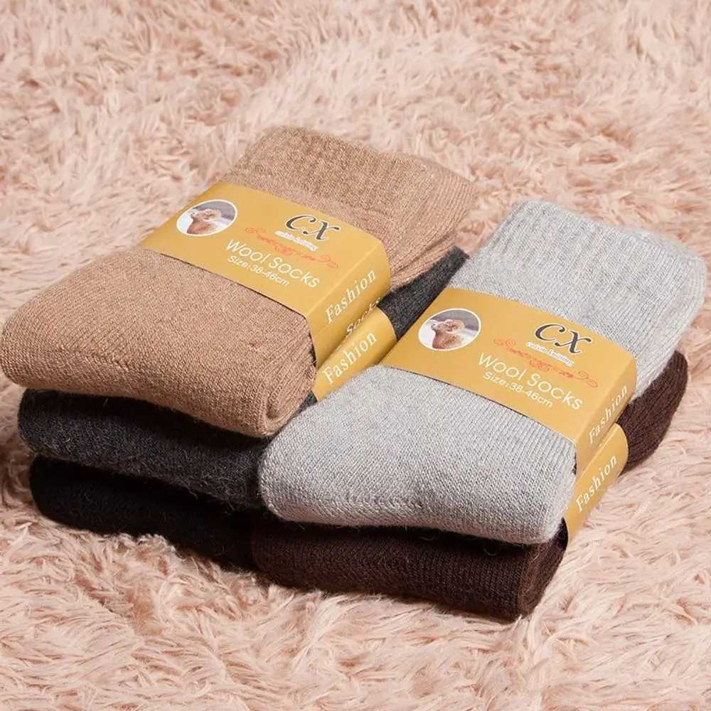 Winter Warm Women Socks Wool Male Men Socks Super Thicker Solid Socks Merino Wool Socks Against Cold Snow Terry SocksXJ241019