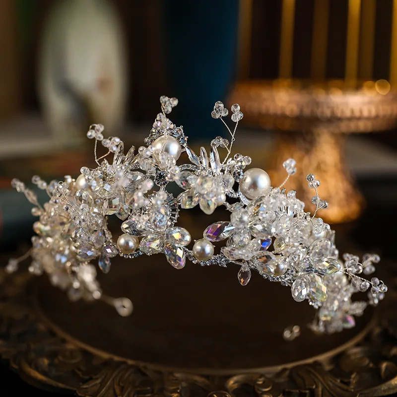 Bridal Headwear Crystal Pearl Wedding Crown Hair Accessories Luxury Bridal Princess Diadem Headwear Party Headwear Jewelry 241018
