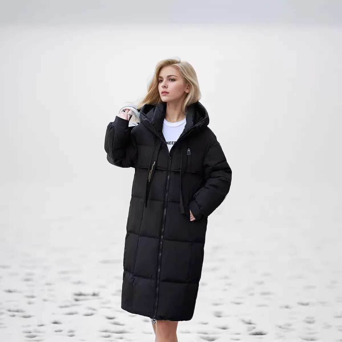 Women Parkas 2024 Autumn Winter Down Cotton Jackets Padded Thickened Overknee Loose Casual Long Warm Pockets Coat Snow OvercoatX241019