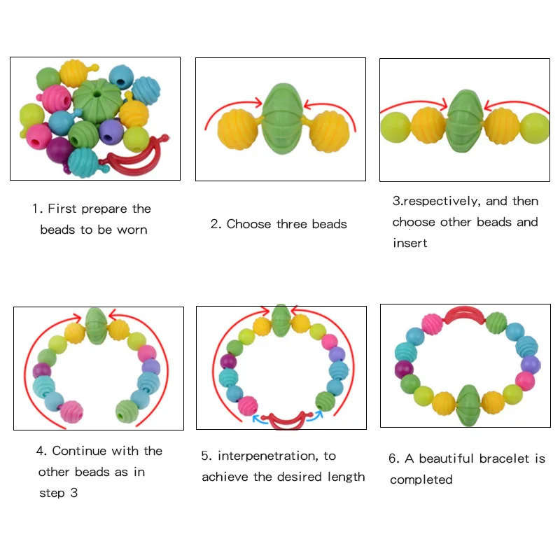 Pop Art beads are clipped together for childrens jewelry fashion kits DIY necklaces and bracelets crafts birthday toys gifts childrens beads 241018