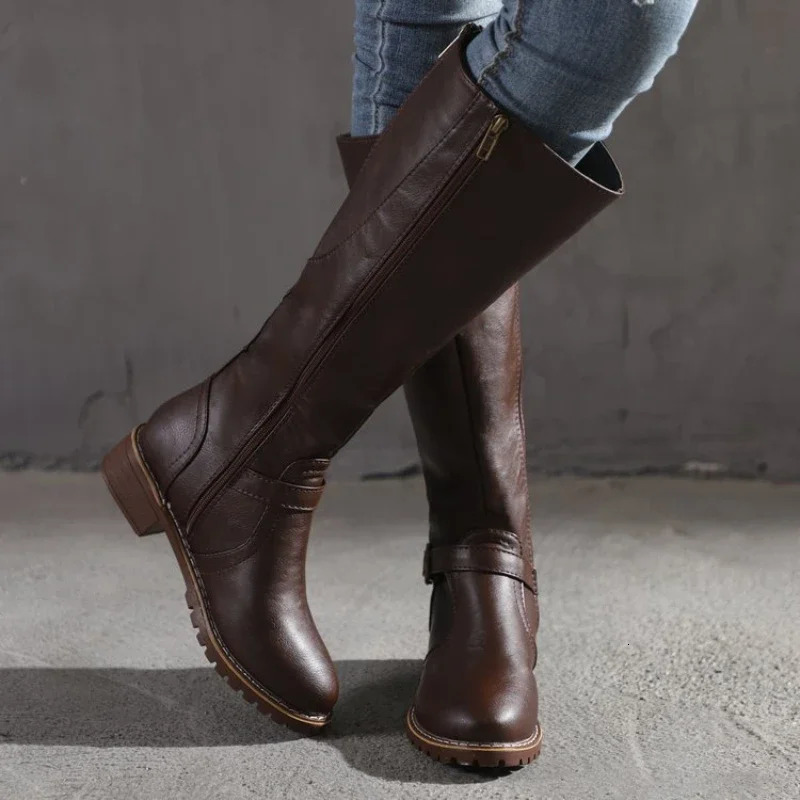 Shoes Women Boots Fashion Comfortable Waterproof Brown Long Boots for Women Plus Size Thigh High Boots Botas De Mujer 241010